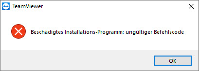Beschädigtes Installations-Programm: ungültiger Befehlscode